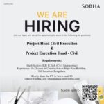 India, Bangalore Sobha Limited Hiring Following Positions in 2025