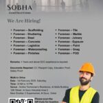 Dubai Sobha Constructions Walk-in Drive Alert on 1st February 2025, Saturday Time: 9 am to 12 pm.