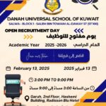 KUWAIT DANAH UNIVERSAL SCHOOL OPEN RECRUITMENT DAY on 13th Feb-2025 Time:3pm to 9pm Hiring for Academic Year 2025-2026.