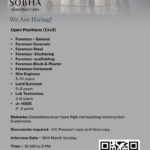 Dubai Walk-In-Interview for Construction Jobs – Sobha Constructions Hiring on 16-03-2025 (10 AM - 3 PM)