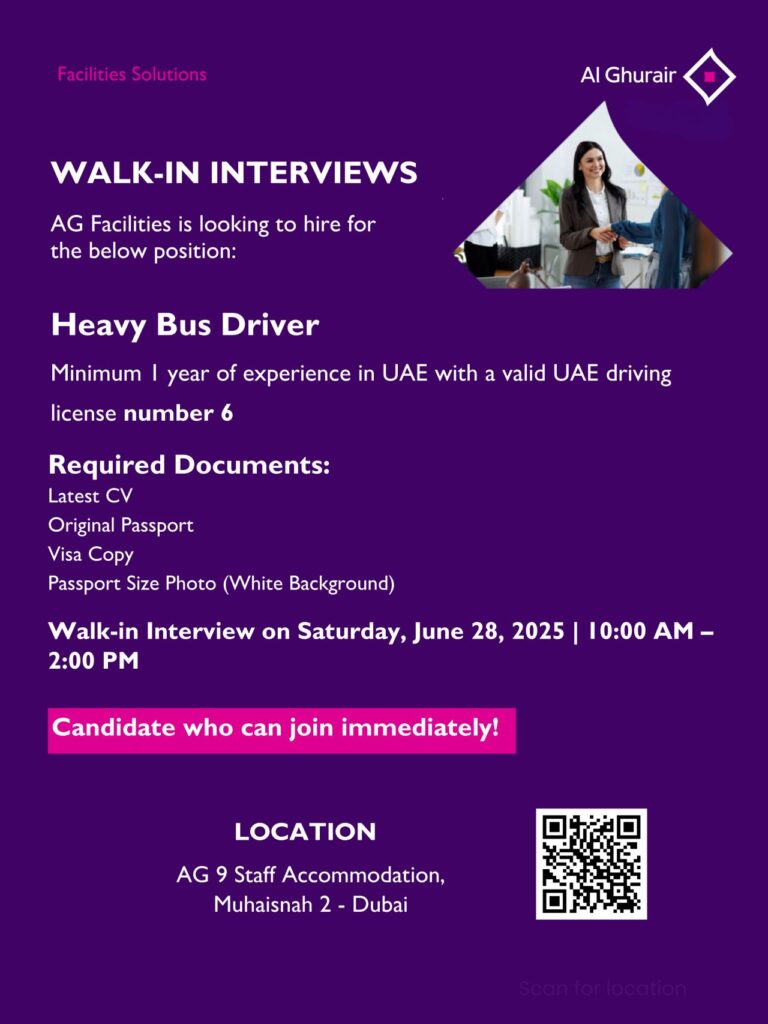 📍 Exciting Driver Job Opportunities at Al Ghurair Facilities Solutions Dubai 2025