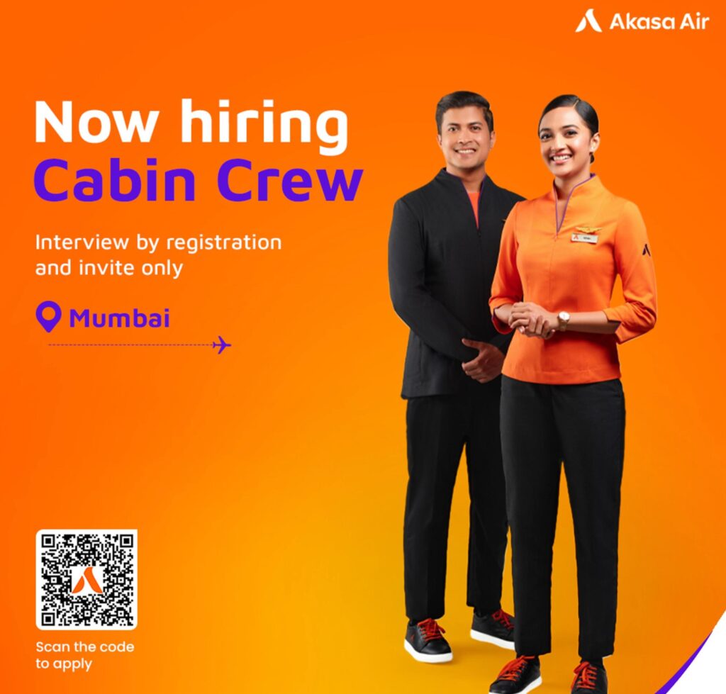Akasa Air Cabin Crew Jobs Walk-in 2025: Job Vacancy Alert Services for Freshers & Experienced | June 9