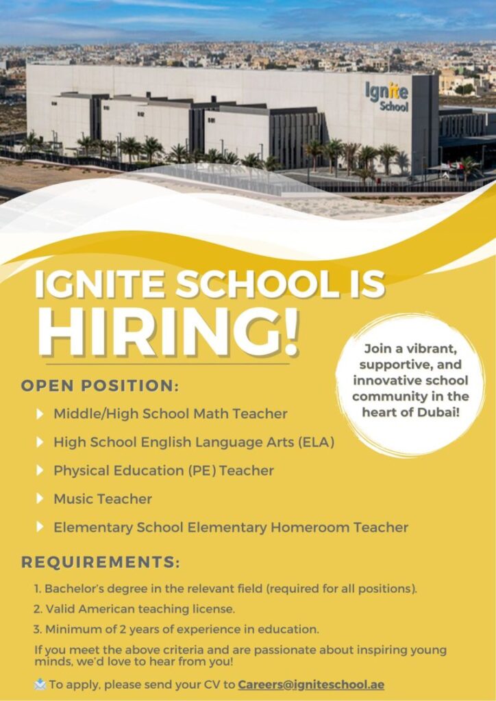 Exciting Teaching Jobs at Ignite School Dubai 2025/2026