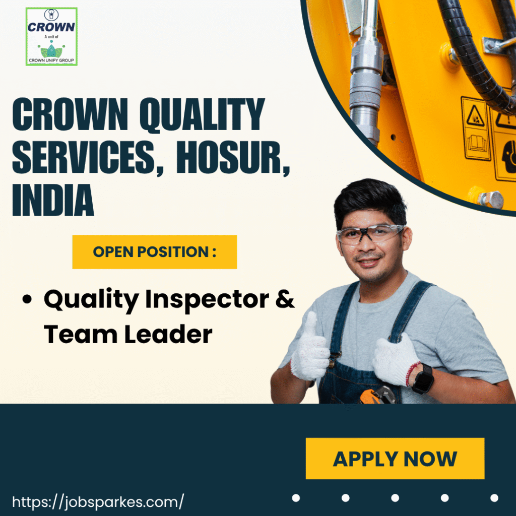 Crown Quality Services Quality Inspector & Team Leader Vacancies India