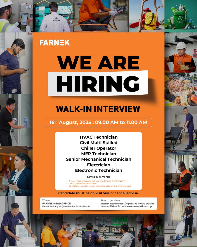 Exclusive Farnek Walk-In Interview UAE – 16th August 2025
