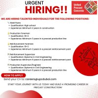 Dubai UNITED PRECAST CONCRETE Hiring Following Positions in Jan 2025.