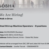 dubai steel machine operator jobs walk-in 4th may 2025 – join sobha constructions uae