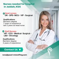 KSA, Jeddah Pearl International Hospital Hiring Nurses in Following Positions Jan 2025.
